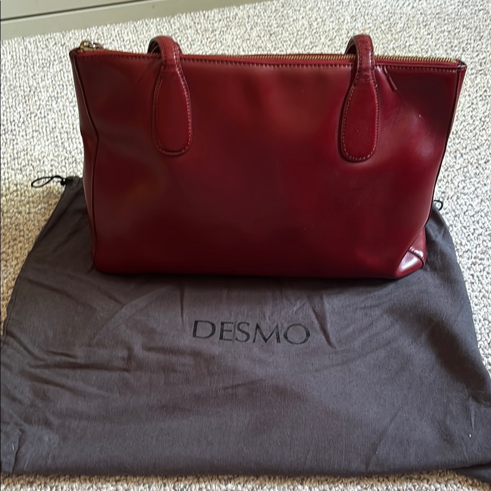 Desmo Burgundy Leather Tote Bag